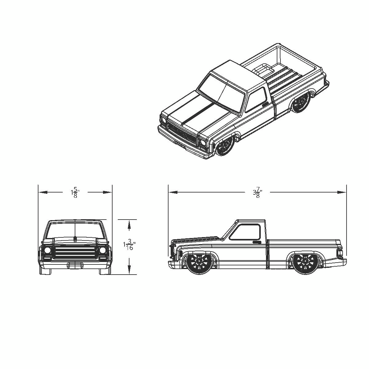 Solid Die-Cast 1973-1987 Chevrolet Truck Style Paper Weight-Candy Red - Thumbnail 15