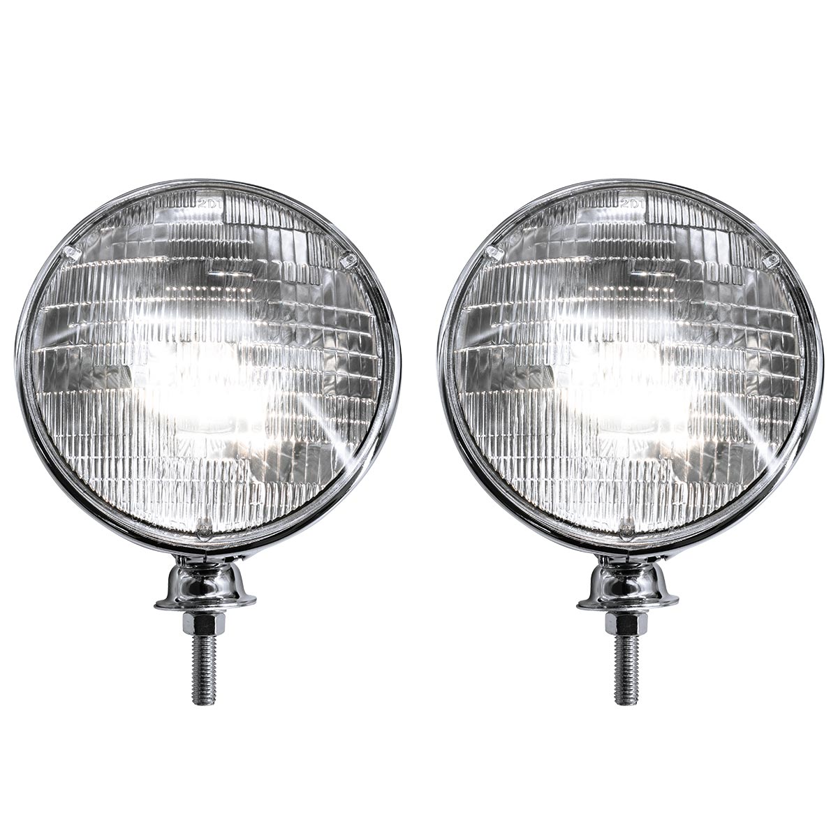 7" Chrome Dietz Style Headlight With 12 Volt 6014 Sealed Beam Bulb - Thumbnail 2