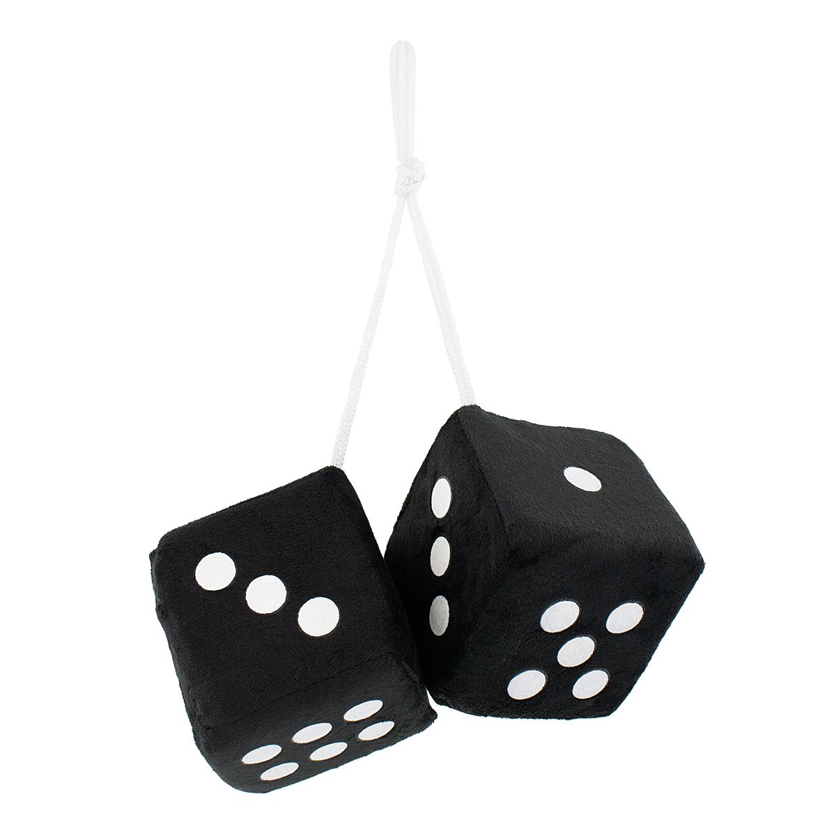 3" X 3" Classic Fuzzy Dice, Black (Pair)