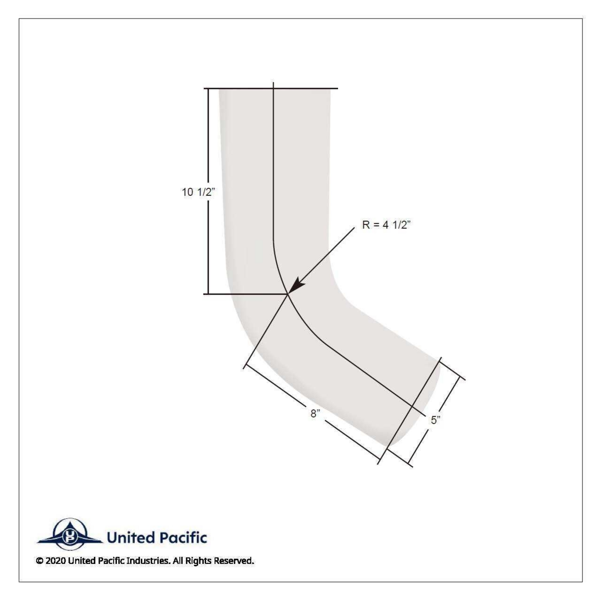 Chrome 58 Degree Angled Exhaust Elbow For Peterbilt 379 - Straight 5" OD To 5" OD - Thumbnail 5
