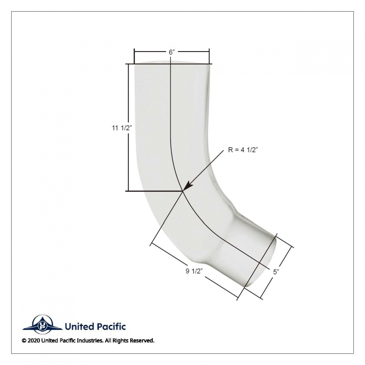 Chrome 58 Degree Angled Exhaust Elbow For Peterbilt 379 - 6" OD To 5" OD - Thumbnail 3