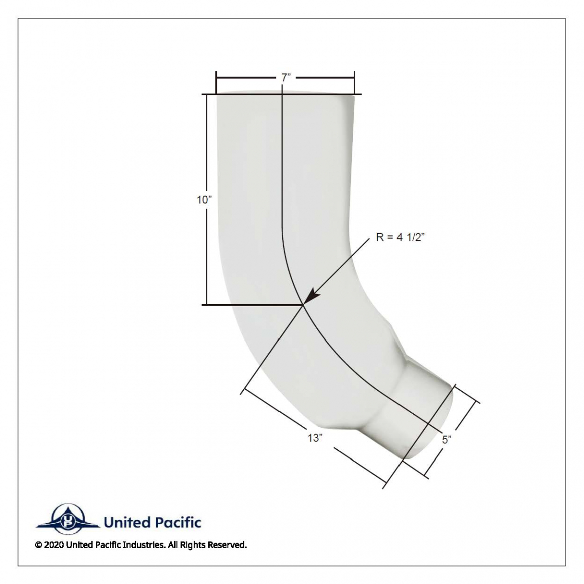Chrome 58 Degree Angled Exhaust Elbow For Peterbilt 379 - 7" OD To 5" OD - Thumbnail 3