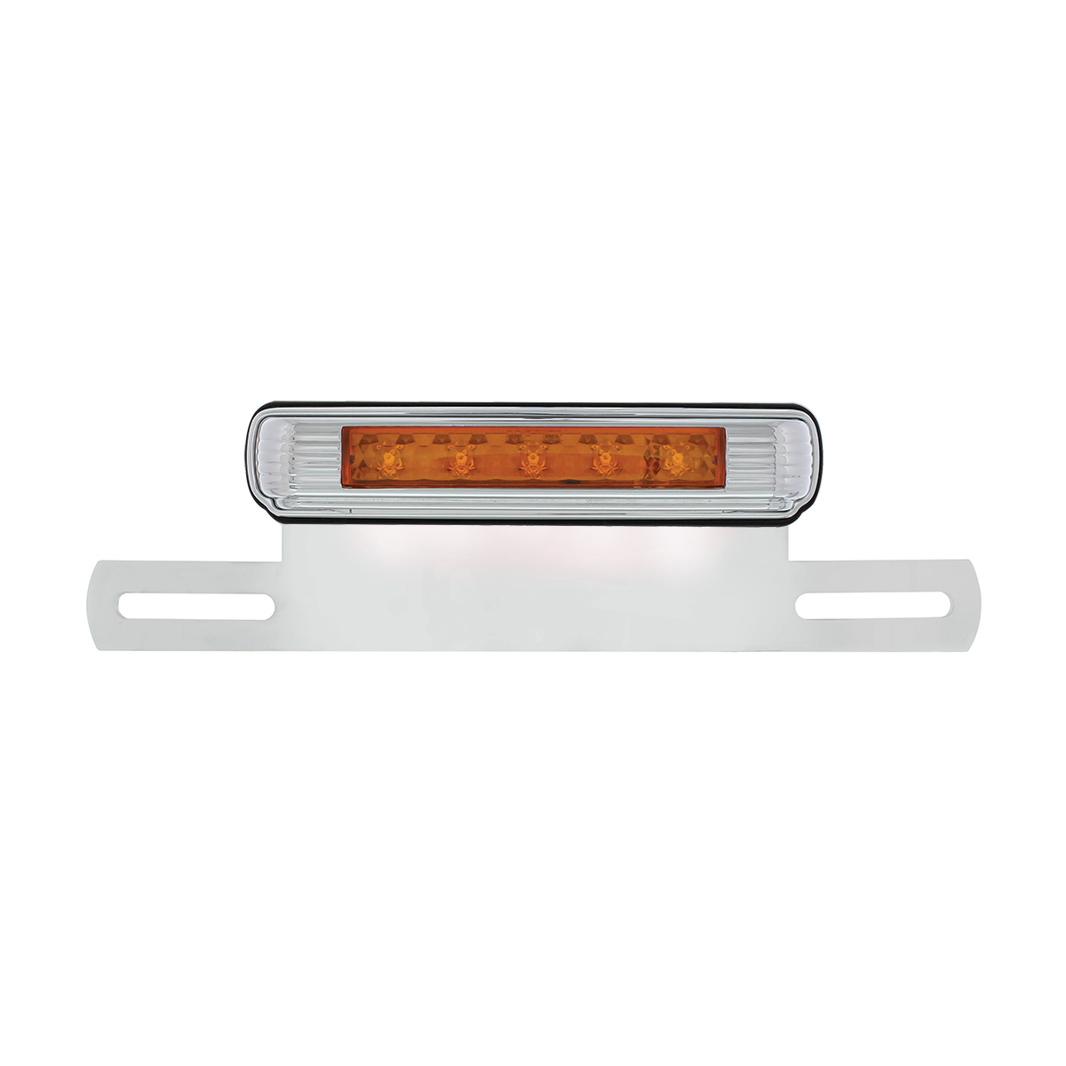 Chrome License Plate Light & Bracket With Amber LED Auxiliary Light - Amber LED/Amber Lens - Thumbnail 2