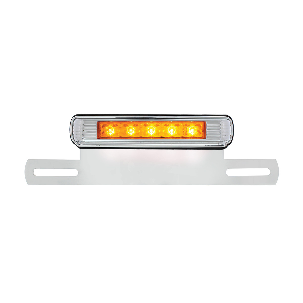 Chrome License Plate Light & Bracket With Amber LED Auxiliary Light - Amber LED/Amber Lens - Thumbnail 6