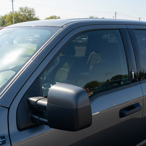 Truck cab with legal limit side window tint