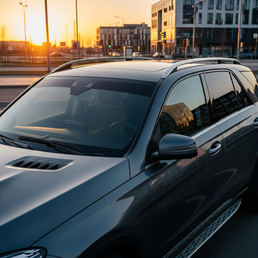 SUV featuring a windshield tint sun strip
